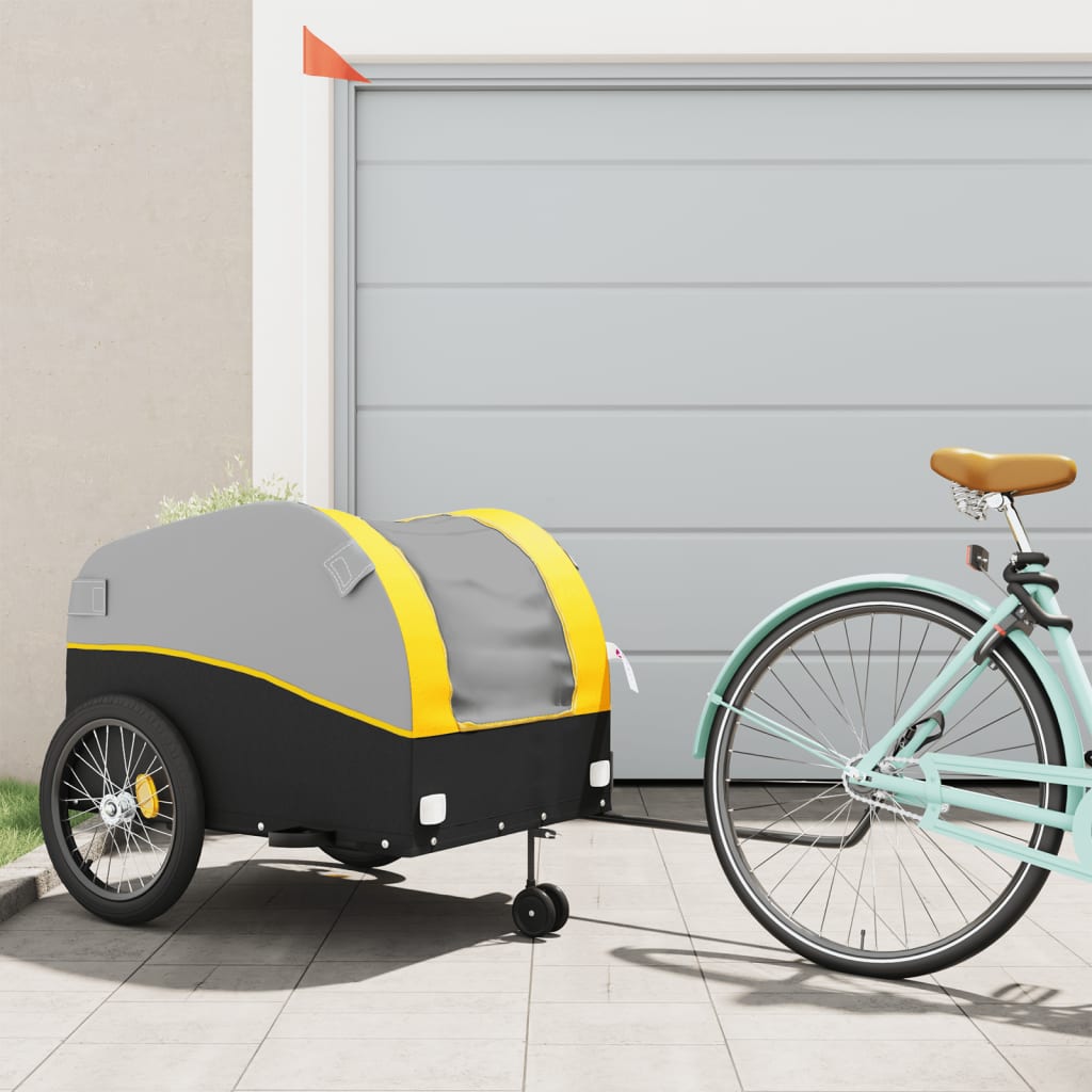 Vidaxl Bicycle Trailer 45 kg de fer noir et jaune