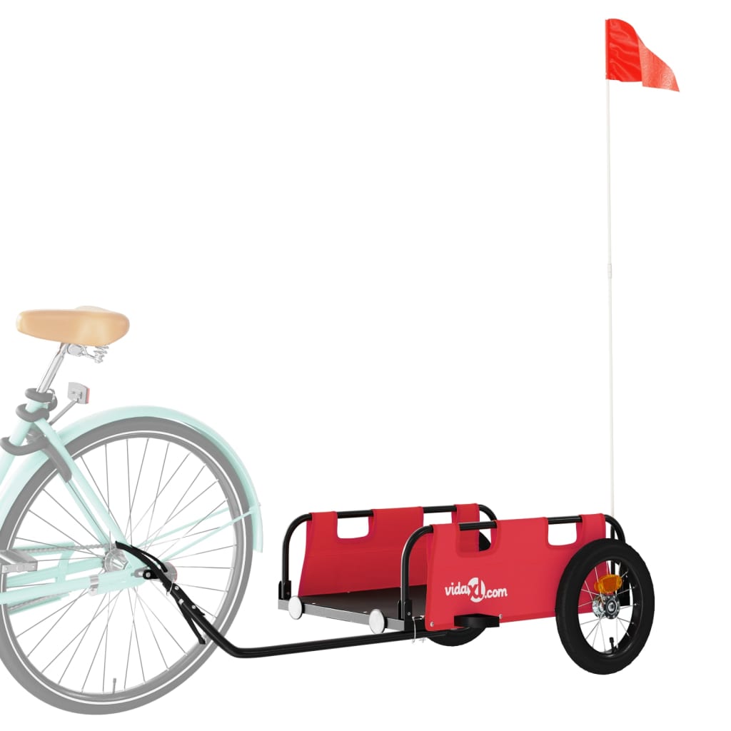 Vidaxl Bicycle Trailer tissu oxford et rouge en fer