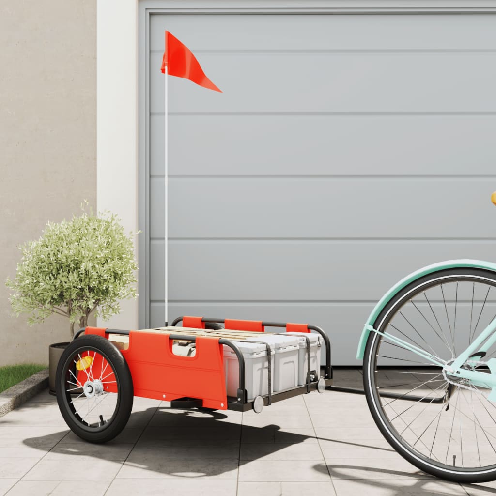 Vidaxl Bicycle Trailer Tessuto Oxford e Orange di ferro