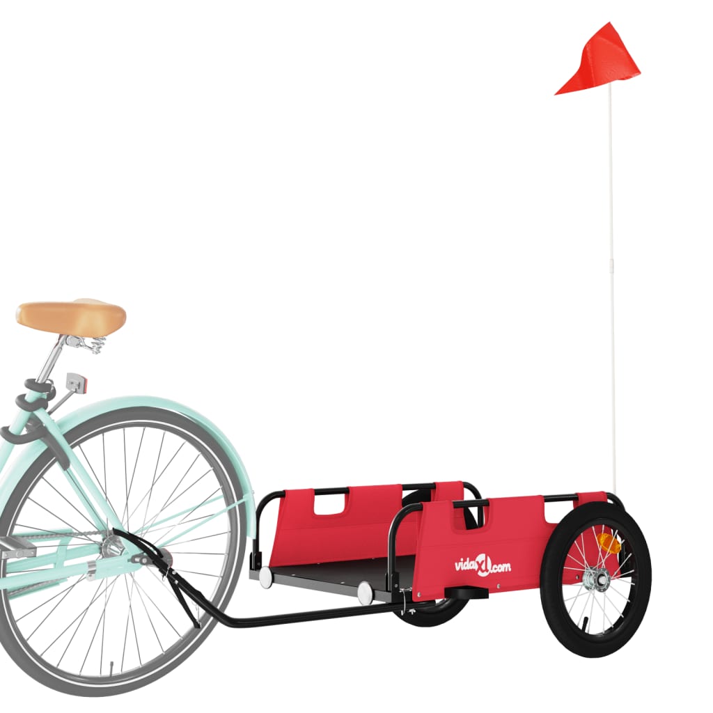 Vidaxl Bicycle Trailer tissu oxford et rouge en fer