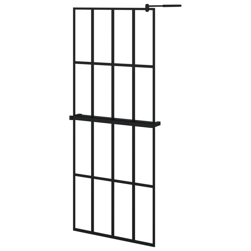 Vidaxl Walk-In Sprchová stěna s policí 80x195 cm esg-glas hliníková černá