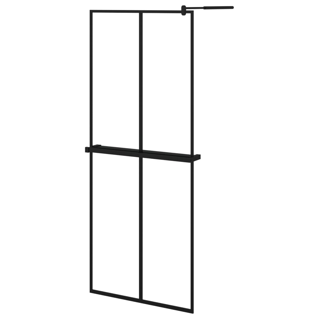 Vidaxl Walk-In Sprchová stěna s policí 80x195 cm esg-glas hliníková černá