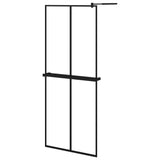 Vidaxl Walk-In Sprchová stěna s policí 80x195 cm esg-glas hliníková černá