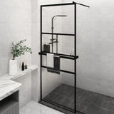 Vidaxl Walk-in shower wall with shelf 80x195 cm ESG-Glas Aluminum Black