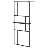 Vidaxl Walk-in shower wall with shelf 80x195 cm ESG-Glas Aluminum Black