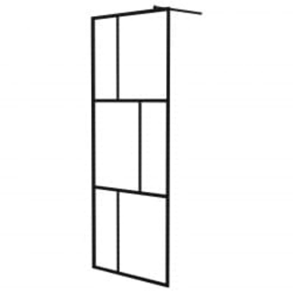 Vidaxl Walk-in shower wall with shelf 80x195 cm ESG-Glas Aluminum Black