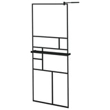 Vidaxl Walk-In Sprchová stěna s policí 80x195 cm esg-glas hliníková černá