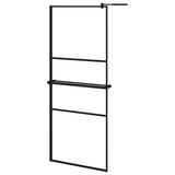 Vidaxl Walk-in shower wall with shelf 80x195 cm ESG-Glas Aluminum Black