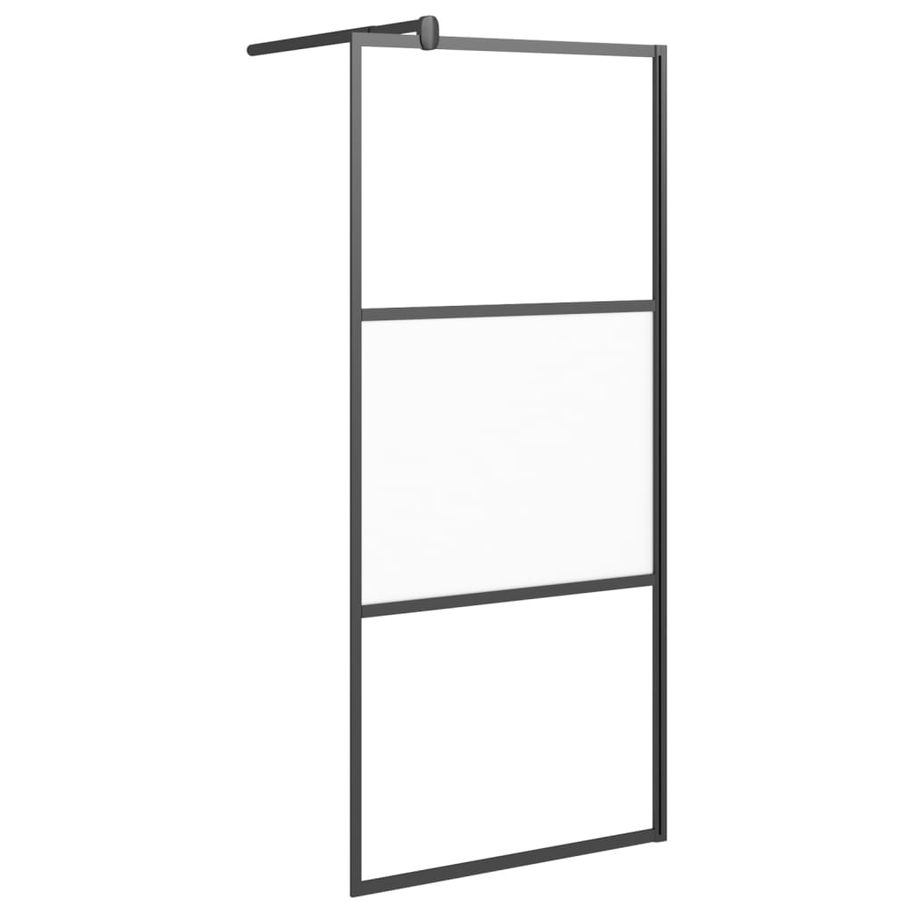 Vidaxl Walk-in shower wall with shelf 80x195 cm ESG-Glas Aluminum Black