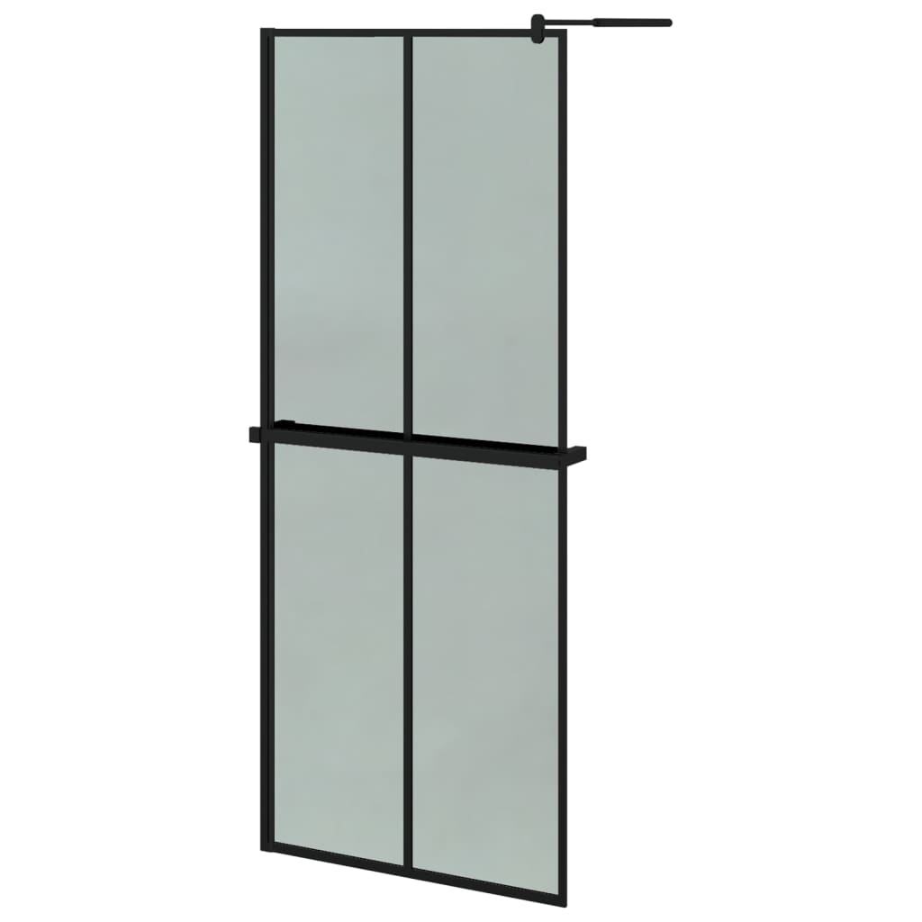 Vidaxl Walk-in shower wall with shelf 80x195 cm ESG-Glas Aluminum Black