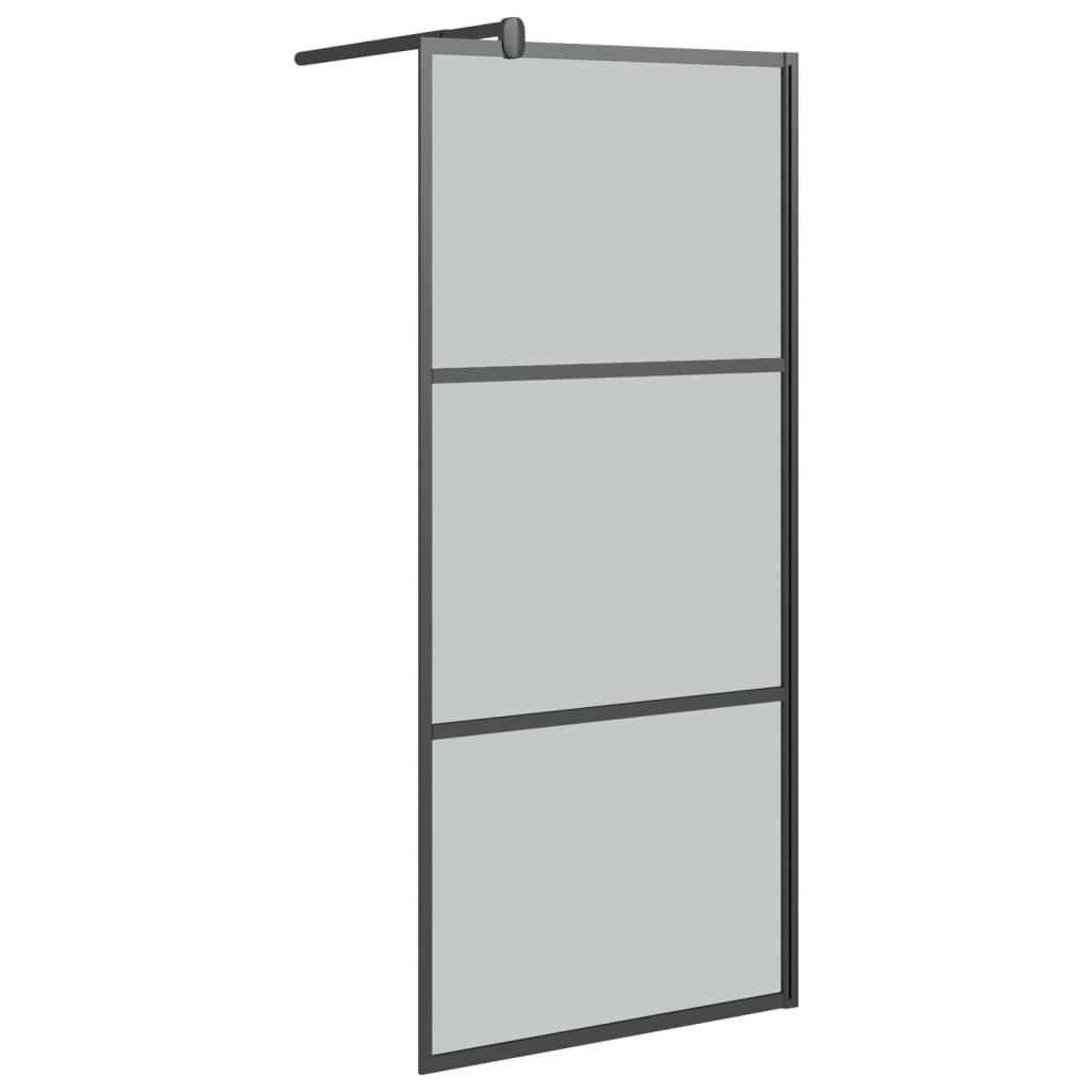 Vidaxl Walk-in shower wall with shelf 80x195 cm ESG-Glas Aluminum Black