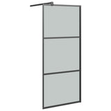 Vidaxl Walk-in shower wall with shelf 80x195 cm ESG-Glas Aluminum Black