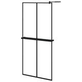 Vidaxl Walk-in shower wall with shelf 90x195 cm ESG-Glas Aluminum Black