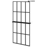 Vidaxl Walk-in shower wall with shelf 90x195 cm ESG-Glas Aluminum Black