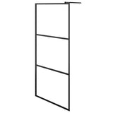 Vidaxl Walk-in shower wall with shelf 90x195 cm ESG-Glas Aluminum Black