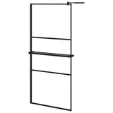 Vidaxl Walk-in shower wall with shelf 90x195 cm ESG-Glas Aluminum Black