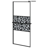 Vidaxl Walk-in shower wall with shelf 90x195 cm ESG-Glas Aluminum Black