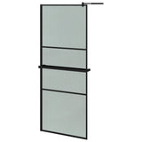 Vidaxl Walk-in shower wall with shelf 90x195 cm ESG-Glas Aluminum Black