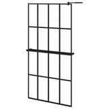 Vidaxl Walk-In Sprchová stěna s policí 100x195 cm esg-glas hliníková černá