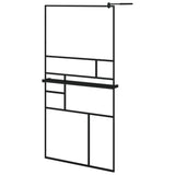 Vidaxl Walk-In Sprchová stěna s policí 100x195 cm esg-glas hliníková černá