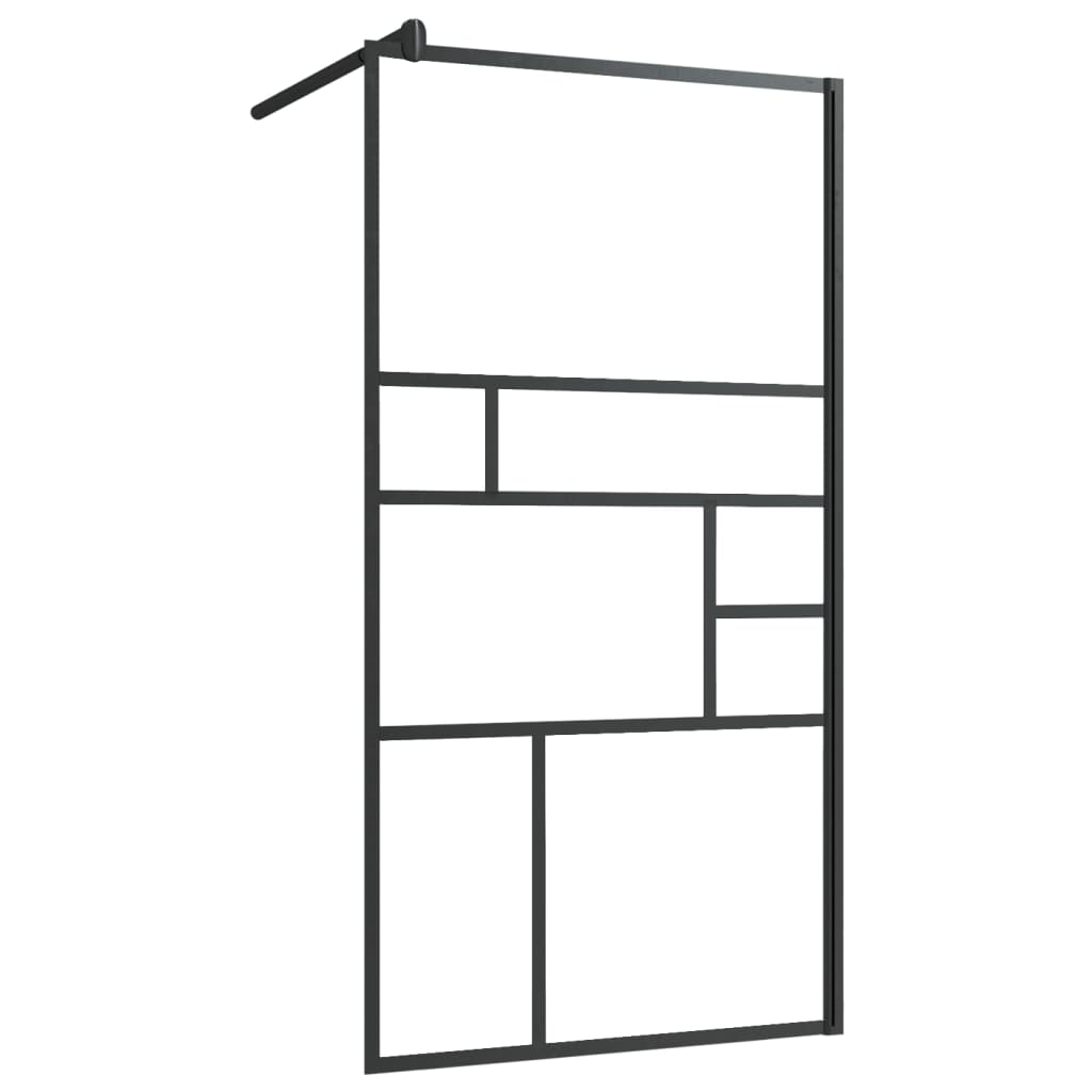 Vidaxl Walk-In Sprchová stěna s policí 100x195 cm esg-glas hliníková černá