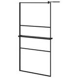 Vidaxl Walk-In Sprchová stěna s policí 100x195 cm esg-glas hliníková černá