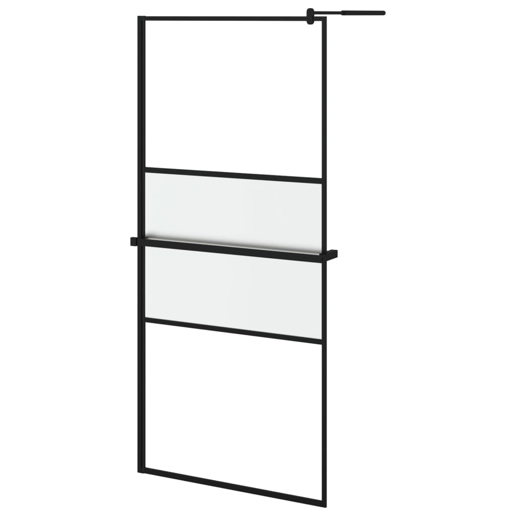 Vidaxl Walk-In Sprchová stěna s policí 100x195 cm esg-glas hliníková černá