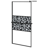 Vidaxl Walk-In Sprchová stěna s policí 100x195 cm esg-glas hliníková černá