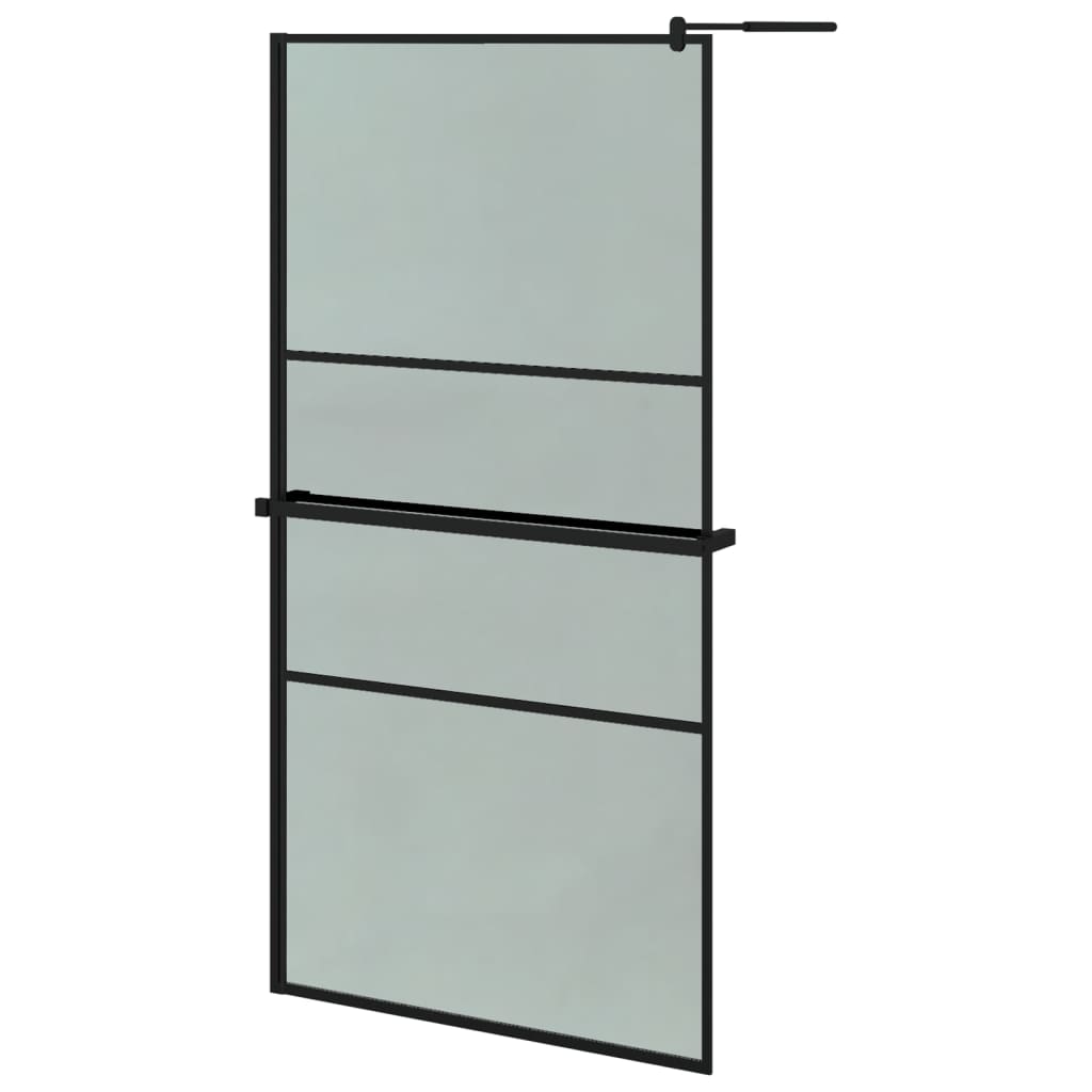 Vidaxl Walk-In Sprchová stěna s policí 100x195 cm esg-glas hliníková černá