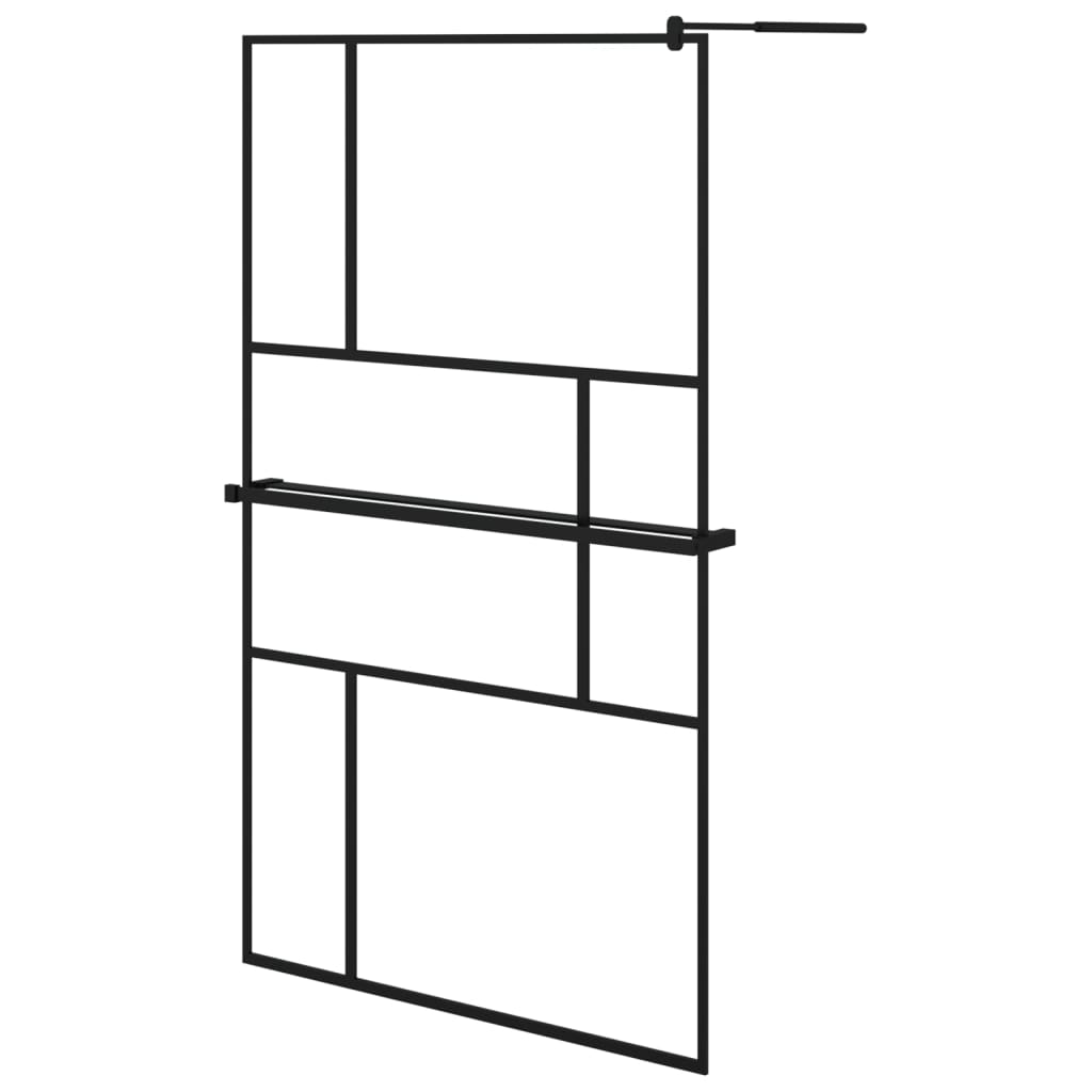 Vidaxl Walk-In Sprchová stěna s policí 115x195 cm esg-glas hliníková černá