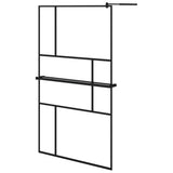 Vidaxl Walk-In Sprchová stěna s policí 115x195 cm esg-glas hliníková černá