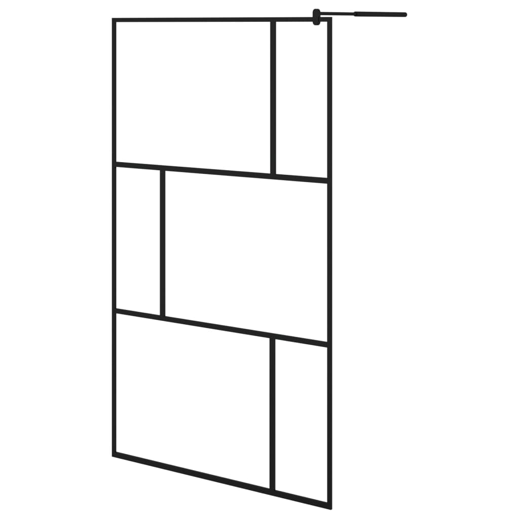 Vidaxl Walk-In Sprchová stěna s policí 115x195 cm esg-glas hliníková černá