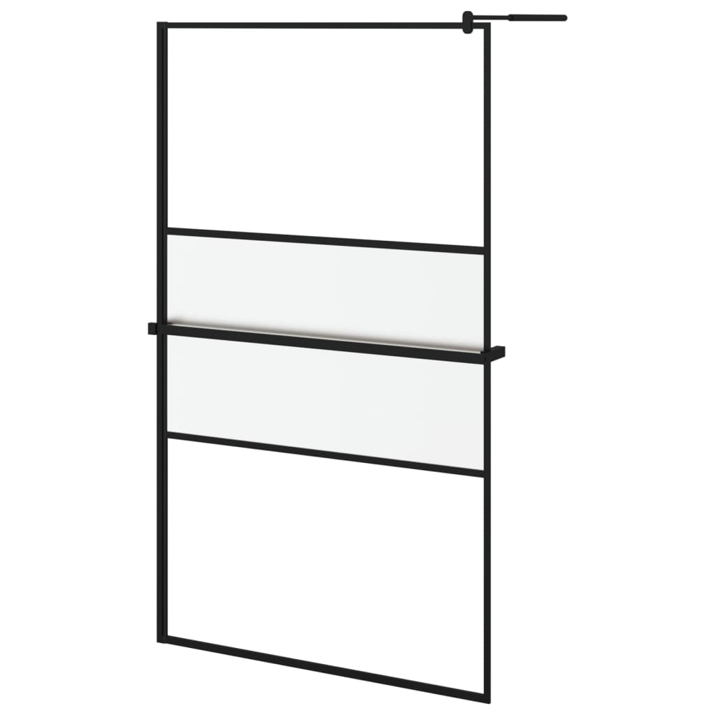 Vidaxl Walk-In Sprchová stěna s policí 115x195 cm esg-glas hliníková černá