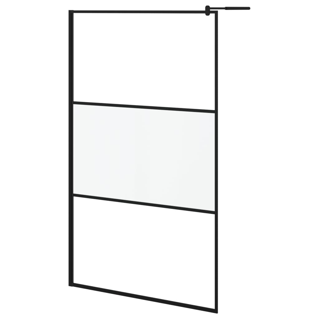 Vidaxl Walk-In Sprchová stěna s policí 115x195 cm esg-glas hliníková černá