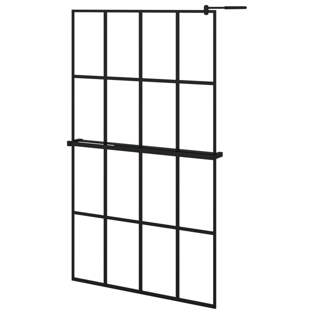 Vidaxl Walk-In Sprchová stěna s policí 118x190 cm esg-glas hliníková černá