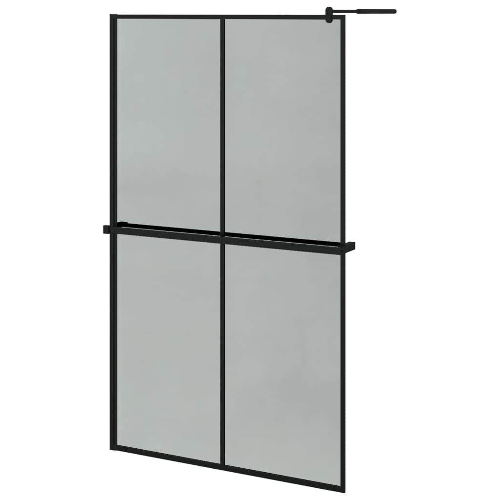 Vidaxl Walk-In Sprchová stěna s policí 118x190 cm esg-glas hliníková černá