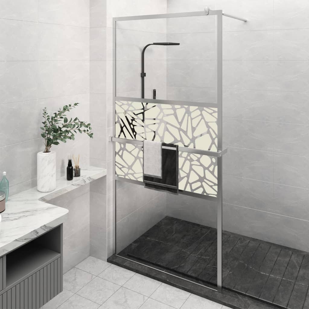 Vidaxl Walk-In Sprchová stěna s policí 115x195 cm esg-glas hliníková chrom