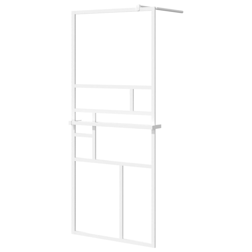 Vidaxl Walk-in shower wall with shelf 90x195 cm ESG-Glas aluminum white