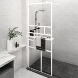 Vidaxl Walk-in shower wall with shelf 90x195 cm ESG-Glas aluminum white