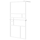 Vidaxl Walk-In Sprchová stěna s policí 115x195 cm esg-glas hliníková bílá