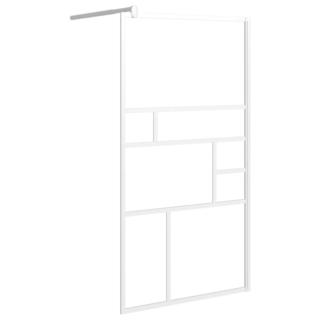 Vidaxl Walk-In Sprchová stěna s policí 115x195 cm esg-glas hliníková bílá