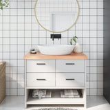 Vidaxl Washbasin Tabela 100x40x (2-6) cm traktowane lite drewno jasnobrązowe