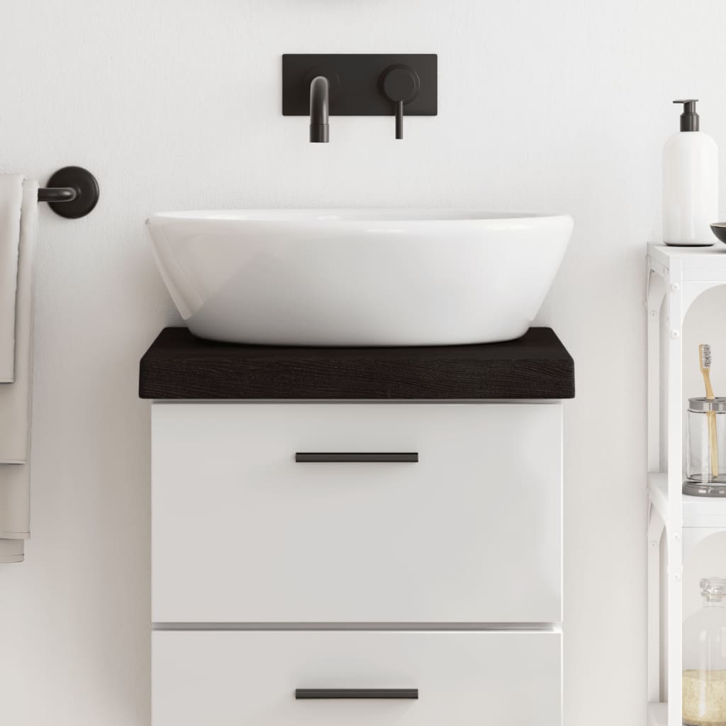 Vidaxl Washbasin Tabella 40x30x (2-6) cm Trattato in legno massiccio marrone scuro