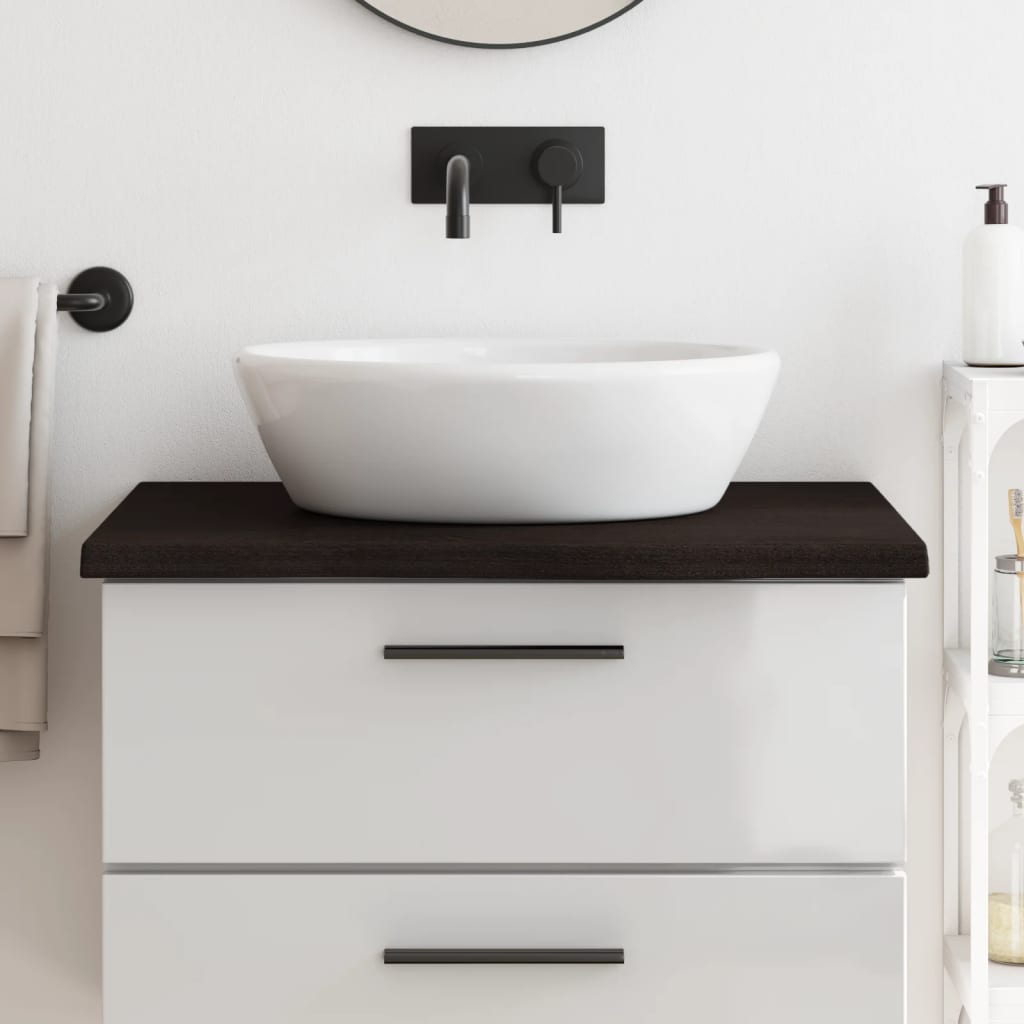 Vidaxl Washbasin hoja 80x60x (2-4) CM Mada maciza tratada marrón oscuro