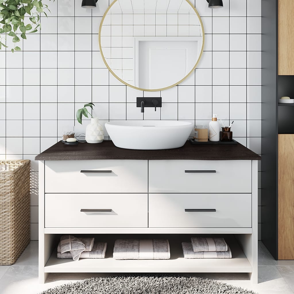 Vidaxl Washbasin Tabulka 100x50x2 cm Ošetřená masivní dřevo tmavě hnědá