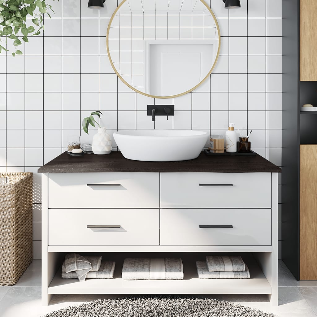 Vidaxl WashBasin Tabela 100x60x2 cm Trdna lesa obdelana temno rjava