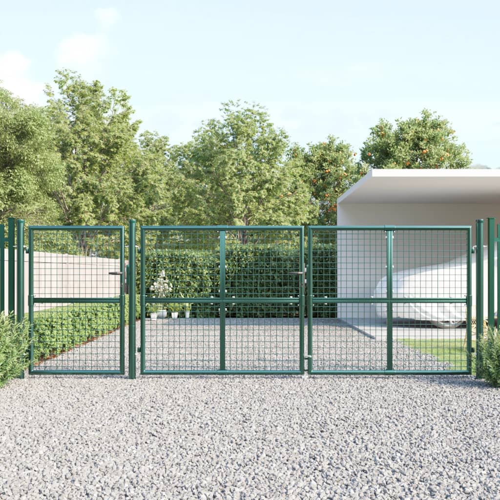 Vidaxl Tuinpoort 400x175 cm mesh og galvaniseret stålgrøn