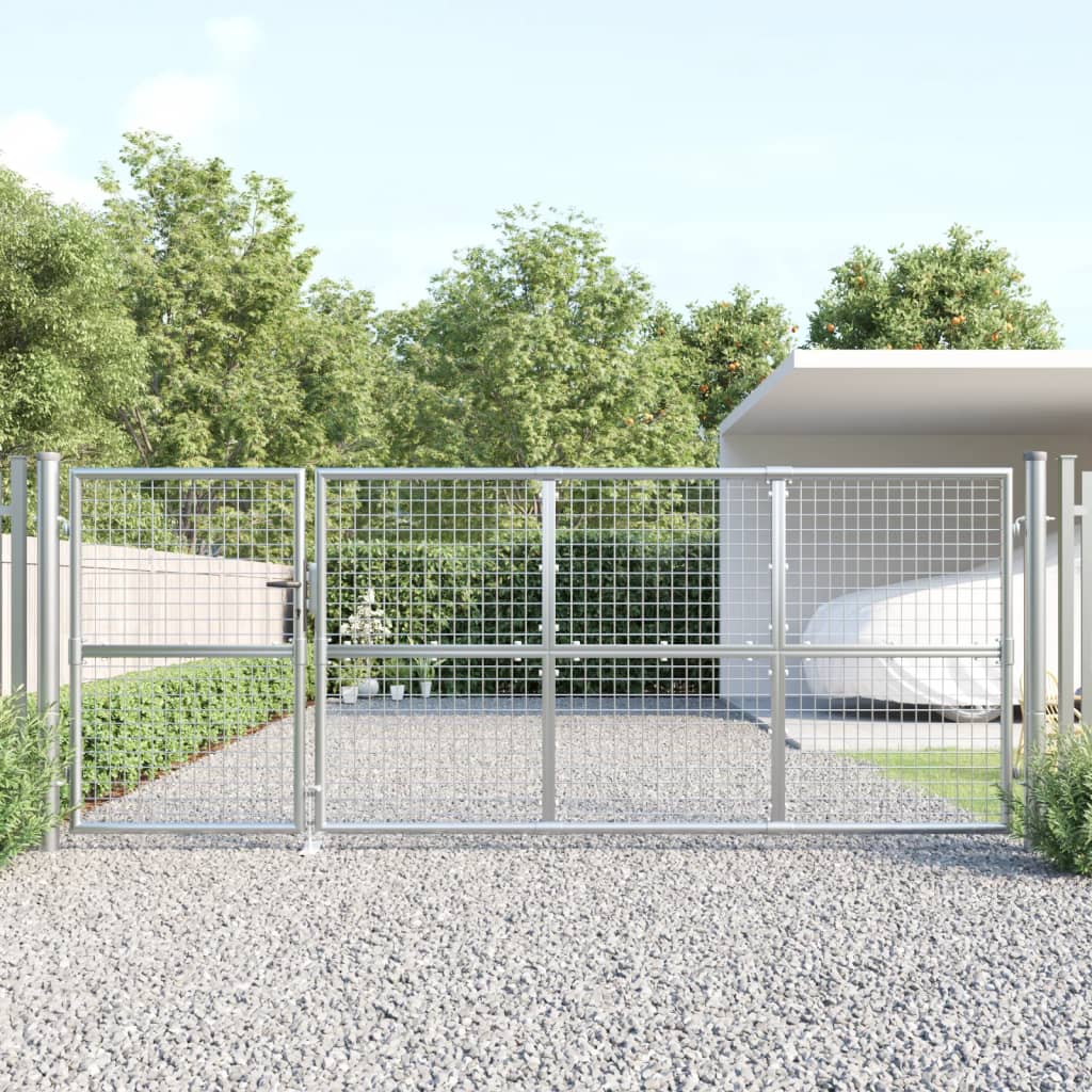 Vidaxl Garden Gate 350x175 cm mesh og galvaniseret stål sølvfarve