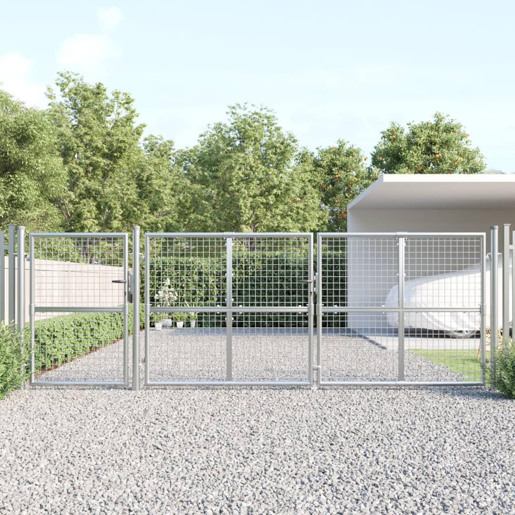 Vidaxl Tuinpoort 400x175 cm mesh og galvaniseret stålsølvfarvet