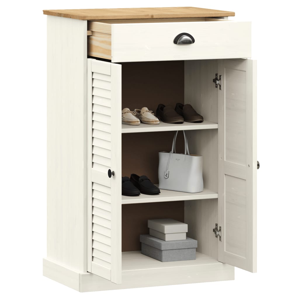 Vidaxl Shoe Cabinet Vigo 60x35x96 cm pevná borovice bílá